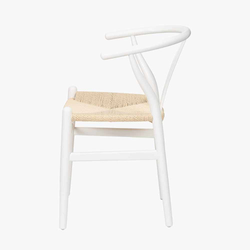 Pacific Lifestyle Quinn White Beech Wood And Natural Paper Rope Dining Chair