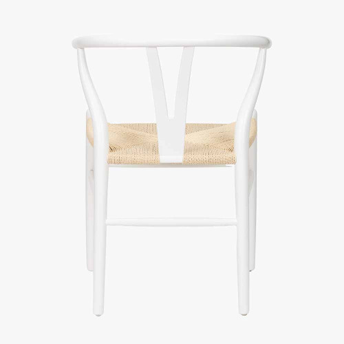 Pacific Lifestyle Quinn White Beech Wood And Natural Paper Rope Dining Chair