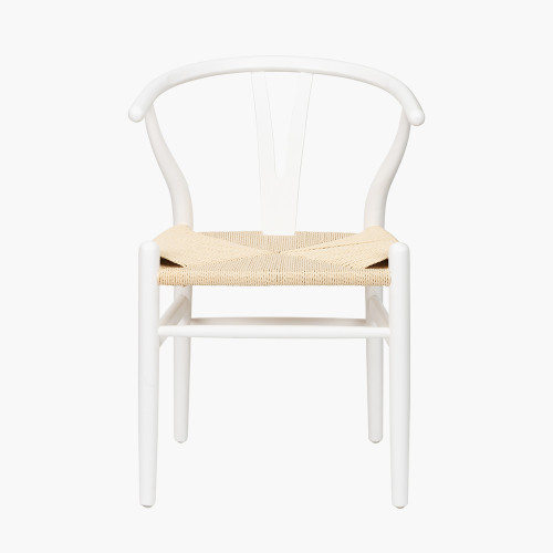 pacific lifestyle Quinn White Beech Wood and Natural Paper Rope Dining Chair