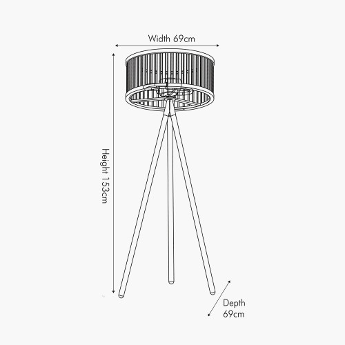 Pacific Lifestyle Rabanne Slatted Antique Wood Tripod Floor Lamp