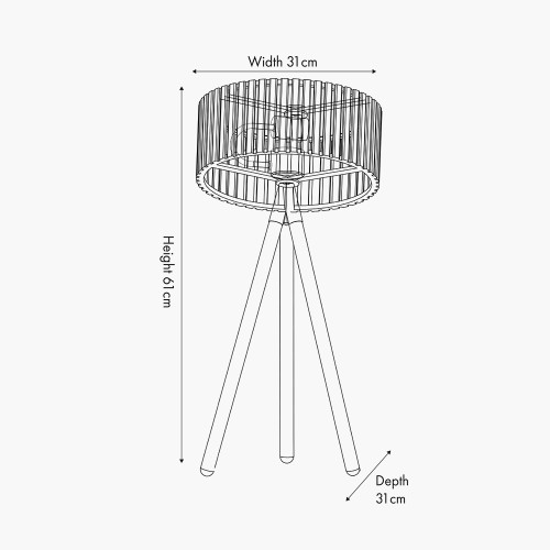 Pacific Lifestyle Rabanne Slatted Antique Wood Tripod Table Lamp