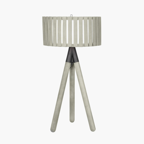 Pacific Lifestyle Rabanne Slatted Antique Wood Tripod Table Lamp