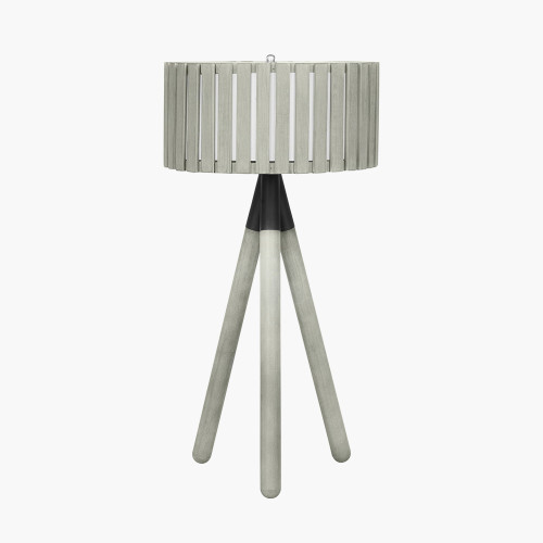 Pacific Lifestyle Rabanne Slatted Antique Wood Tripod Table Lamp