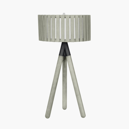 pacific lifestyle Rabanne Slatted Antique Wood Tripod Table Lamp