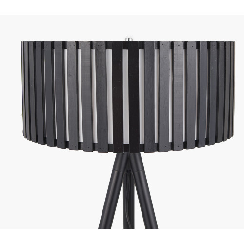 Pacific Lifestyle Rabanne Slatted Black Wood Tripod Floor Lamp