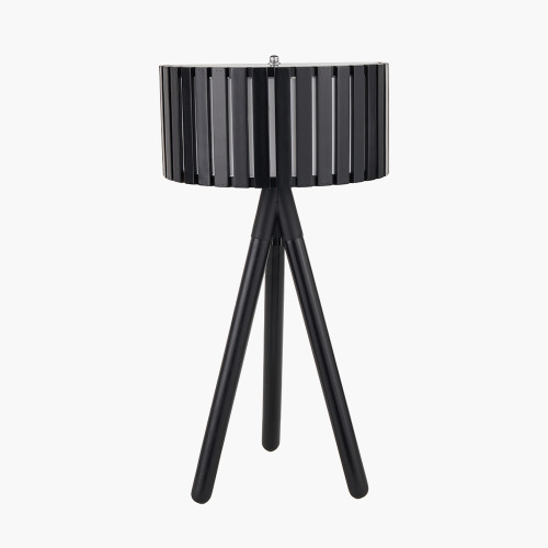 Pacific Lifestyle Rabanne Slatted Black Wood Tripod Table Lamp