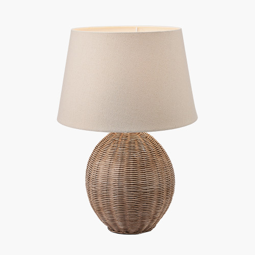 Pacific Lifestyle Raffles Large Rattan Cream Wash Table Lamp Base With Coast 40cm Cream Calico Tapered Lampshade