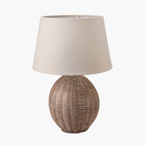 pacific lifestyle Raffles Large Rattan Cream Wash Table Lamp Base with Coast 40cm Cream Calico Tapered Lampshade