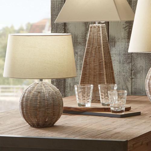 Pacific Lifestyle Raffles Small Rattan Cream Wash Table Lamp