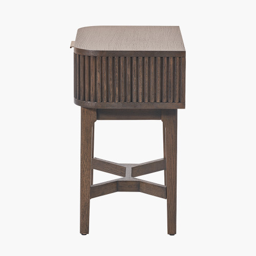 Pacific Lifestyle Raie Dark Brown Ribbed Oak And Pine Wood 1 Drawer Unit