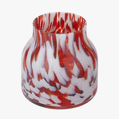 Pacific Lifestyle Red And White Tortoiseshell Glass Vase