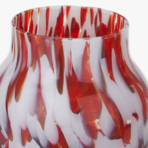 Pacific Lifestyle Red And White Tortoiseshell Glass Vase