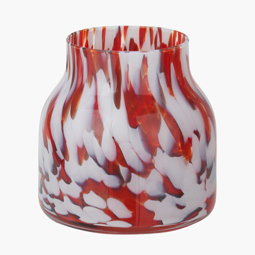 pacific lifestyle Red and White Tortoiseshell Glass Vase