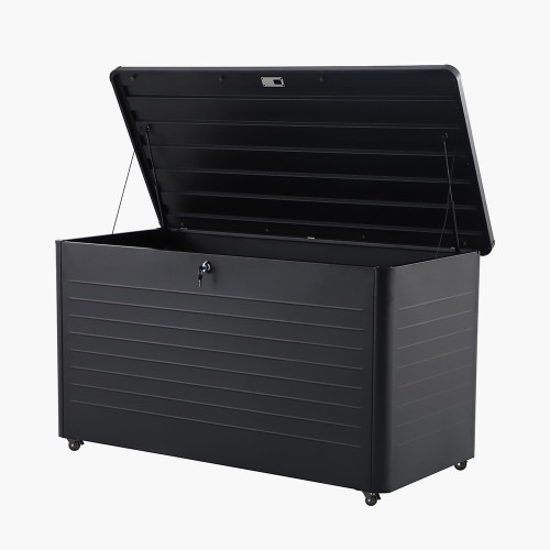 Pacific Lifestyle Rhode Island Large Galvanised Steel Cushion Box Black