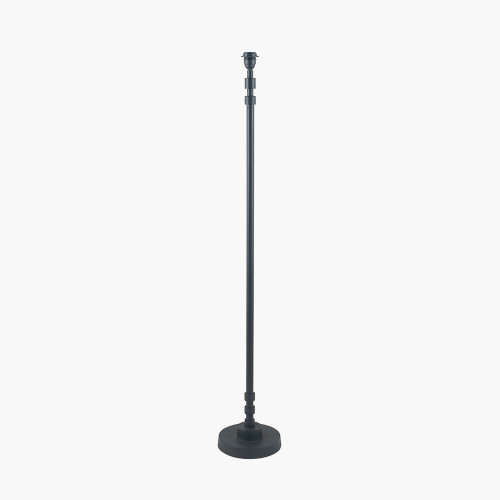 Pacific Lifestyle Rhode Matt Black Stick Metal Floor Lamp Base With Henry 40cm Taupe Handloom Cylinder Lampshade