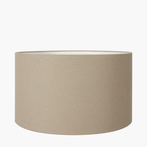 Pacific Lifestyle Rhode Matt Black Stick Metal Floor Lamp Base With Henry 40cm Taupe Handloom Cylinder Lampshade