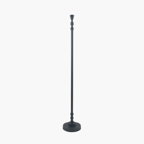 Pacific Lifestyle Rhode Matt Black Stick Metal Floor Lamp Base With Bow 40cm Slate Velvet Cylinder Lampshade