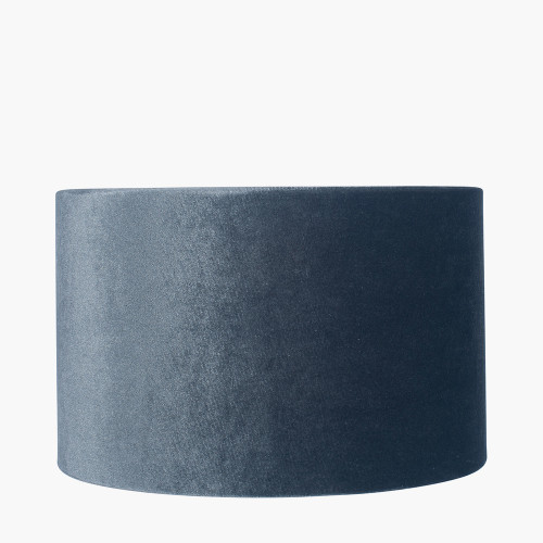 Pacific Lifestyle Rhode Matt Black Stick Metal Floor Lamp Base With Bow 40cm Slate Velvet Cylinder Lampshade