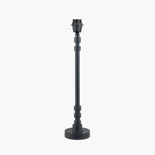 Pacific Lifestyle Rhode Matt Black Stick Metal Table Lamp Base With Lars 30cm Cinnamon Ikat Patterned Cylinder Lampshade