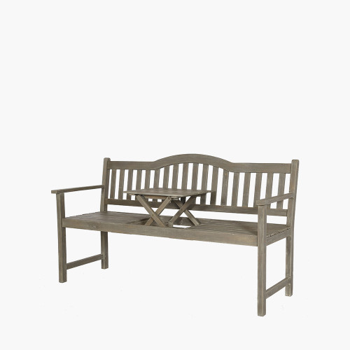 Pacific Lifestyle Richmond Antique Grey Outdoor Bench With Pop Up Table