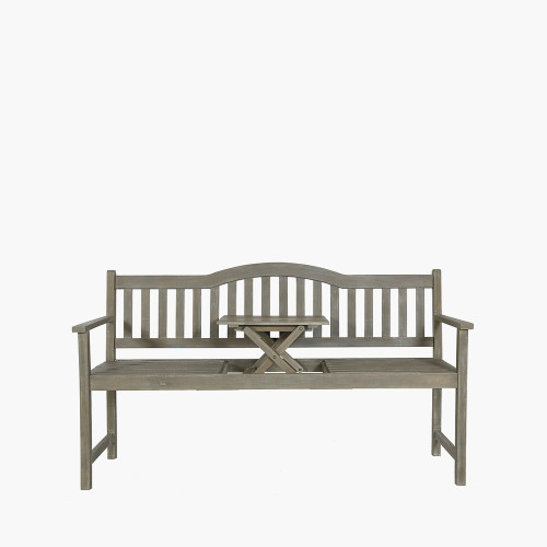 pacific lifestyle Richmond Antique Grey Outdoor Bench with Pop Up Table