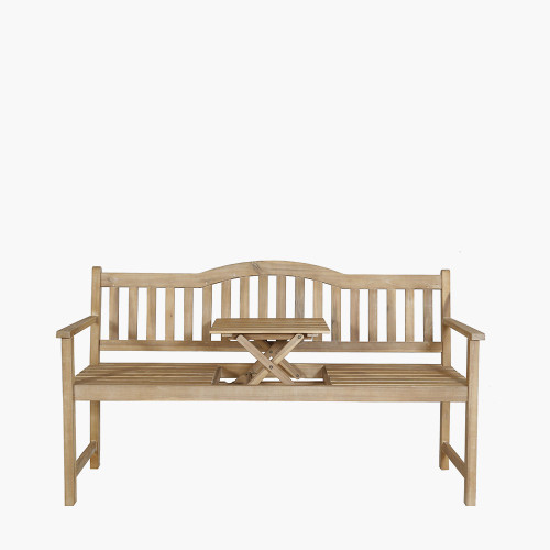 pacific lifestyle Richmond Light Teak Outdoor Bench with Pop Up Table