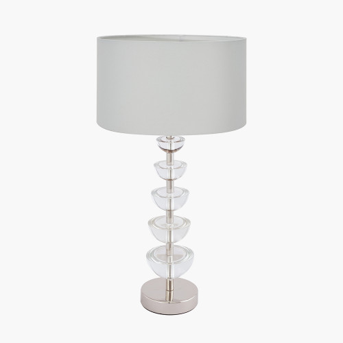 pacific lifestyle Rosa Glass and Silver Table Lamp Base with Harry 30cm Ivory Cotton Mix Cylinder Lampshade