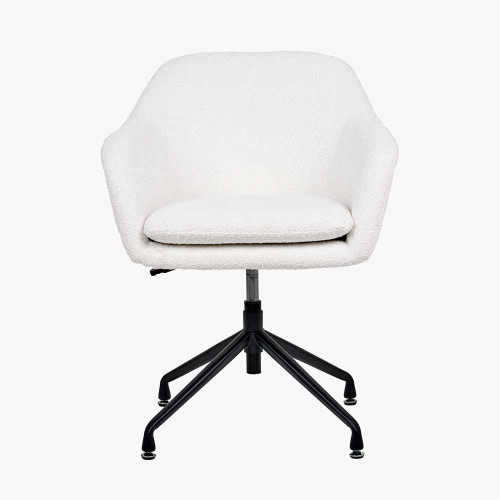 pacific lifestyle Rosolini Bouclé Fabric and Black Metal Swivel Rise and Fall Chair
