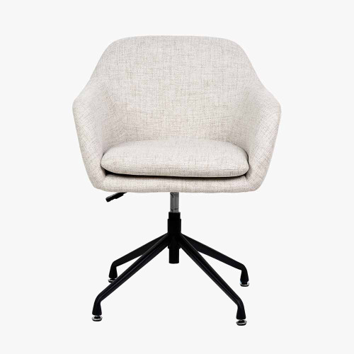 pacific lifestyle Rosolini Pebble Linen Mix and Black Metal Swivel Rise and Fall Chair