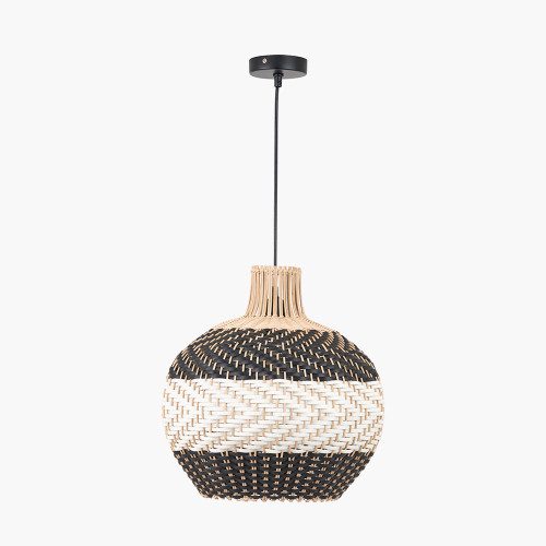Pacific Lifestyle Rowan Natural Rattan Black And White Woven Pendant