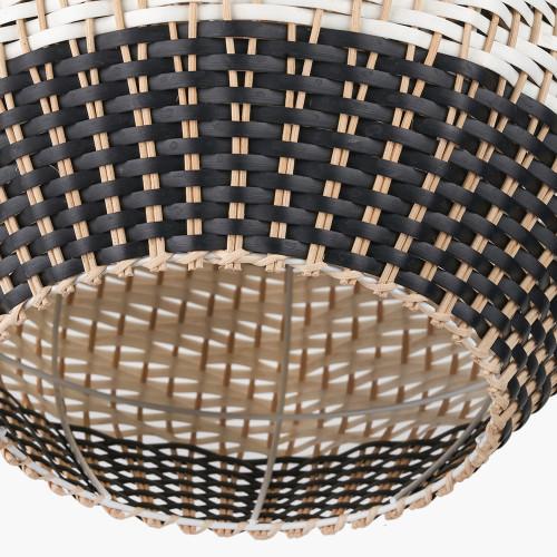 Pacific Lifestyle Rowan Natural Rattan Black And White Woven Pendant