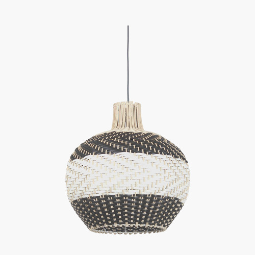 pacific lifestyle Rowan Natural Rattan Black and White Woven Pendant