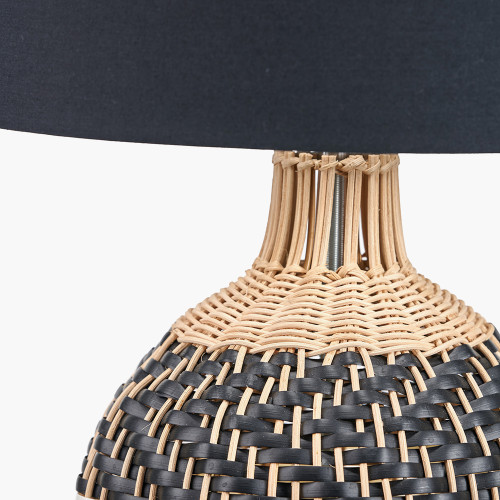 Pacific Lifestyle Rowan Natural Rattan Black And White Woven Table Lamp