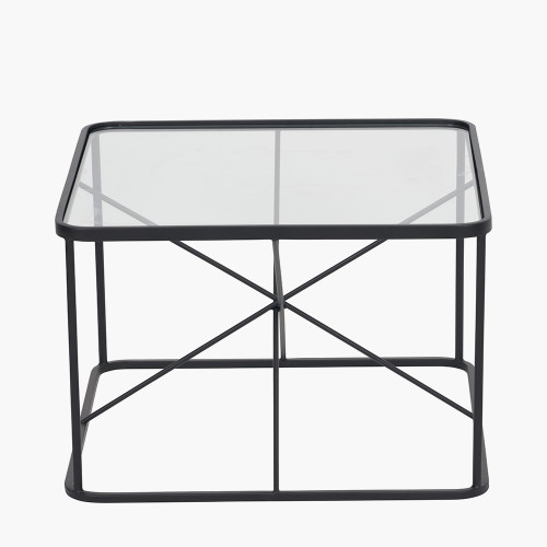 pacific lifestyle Roxy Glass and Black Metal Coffee Table