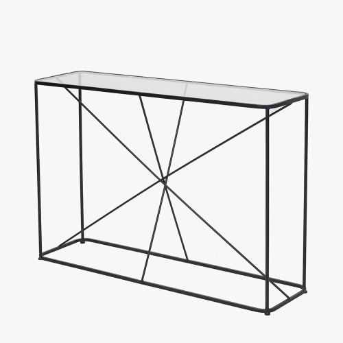 Pacific Lifestyle Roxy Glass And Black Metal Console Table