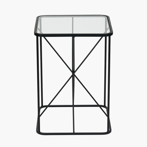 pacific lifestyle Roxy Glass and Black Metal Side Table