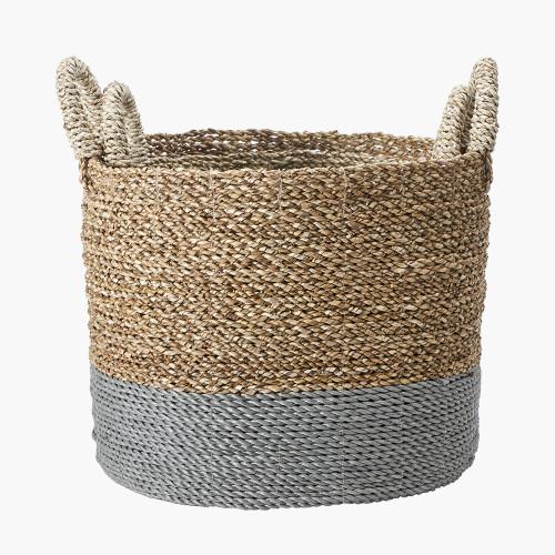Pacific Lifestyle S/2 Banana Leaf Two Tone Natural And Grey Baskets