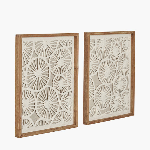 Pacific Lifestyle S/2 Cut Out Pattern Natural Paper Design Wall Art With Natural Frames