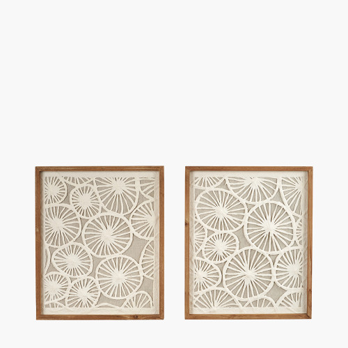 pacific lifestyle S/2 Cut Out Pattern Natural Paper Design Wall Art with Natural Frames