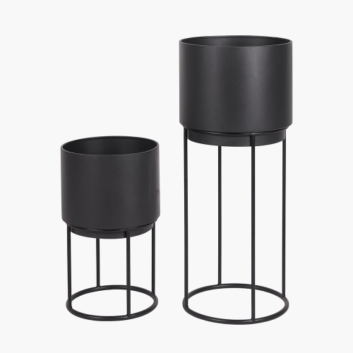 Pacific Lifestyle S/2 Graphite Metal Circular Planters