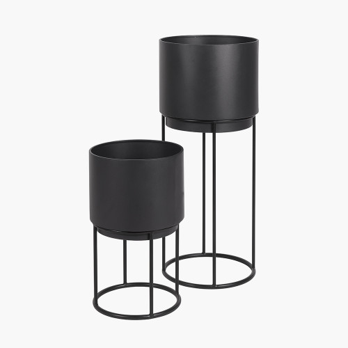 Pacific Lifestyle S/2 Graphite Metal Circular Planters