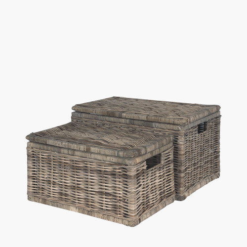 pacific lifestyle S/2 Grey Kubu Rectangular Basket Chests