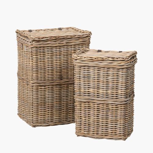 pacific lifestyle S/2 Grey Kubu Rectangular Linen Baskets
