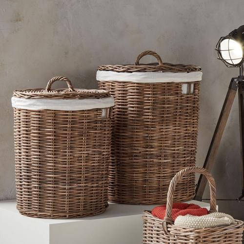 Pacific Lifestyle S/2 Grey Kubu Round Linen Baskets