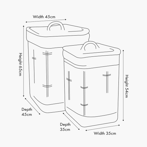 Pacific Lifestyle S/2 Grey Kubu Square Linen Baskets