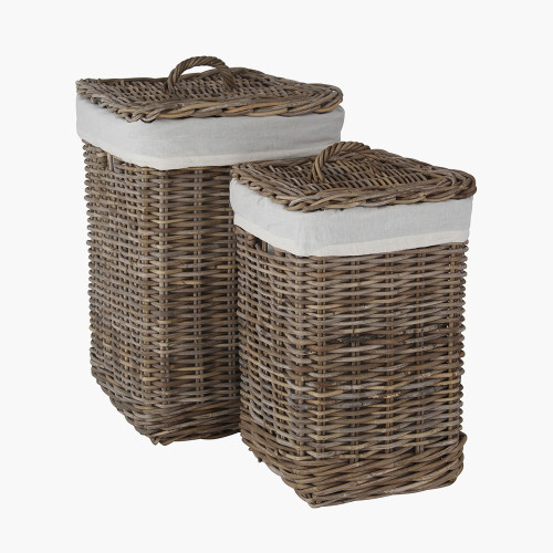 pacific lifestyle S/2 Grey Kubu Square Linen Baskets