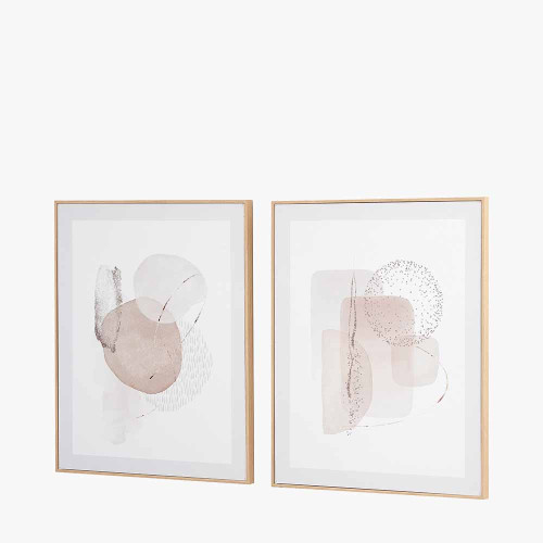 Pacific Lifestyle S/2 Natural Abstract Canvases With Natural Frame