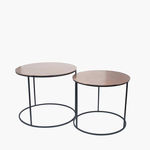 Pacific Lifestyle S/2 Panaji Black Iron And Gold Aluminium Round Tables