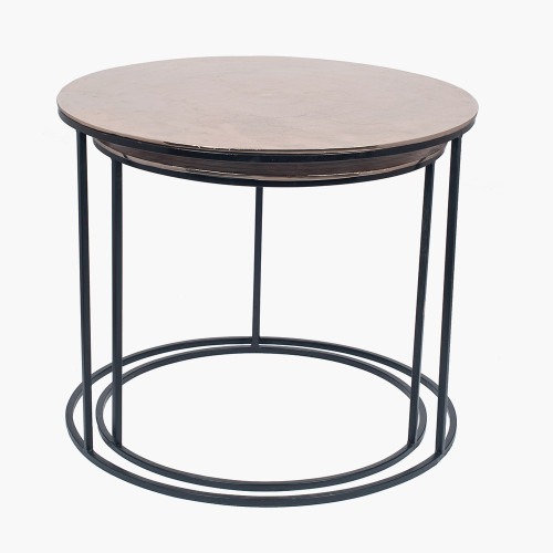 pacific lifestyle S/2 Panaji Black Iron and Gold Aluminium Round Tables