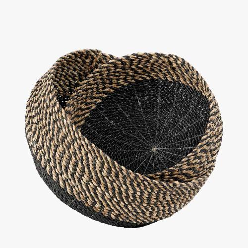 Pacific Lifestyle S/2 Seagrass Natural And Black Round Baskets